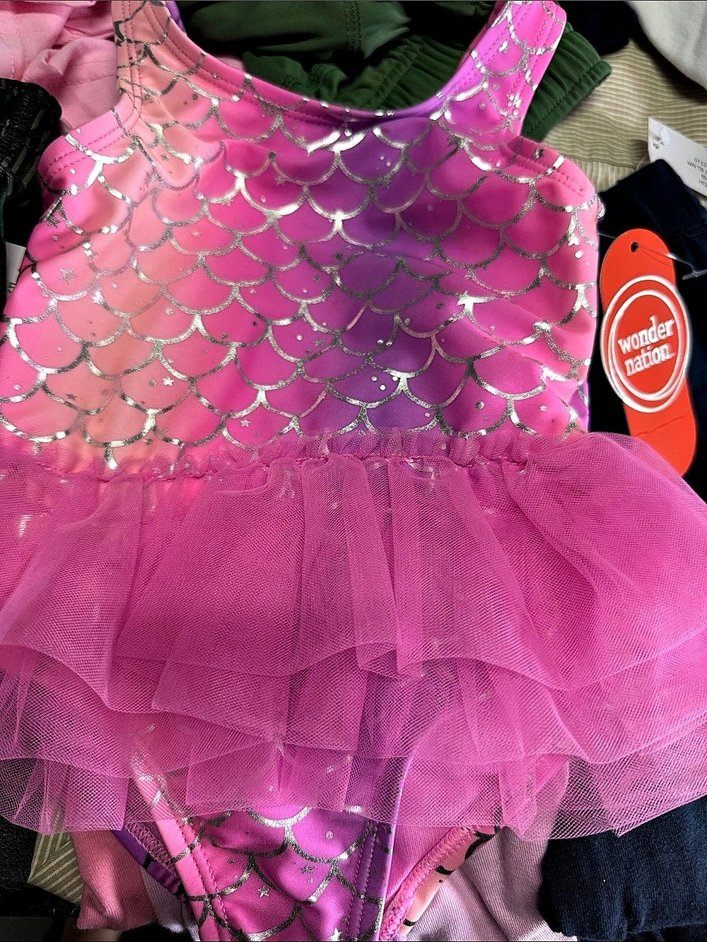 Wonder Nation Baby and Toddler Girl Mermaid Tutu One-Piece Swimsuit Mermaid Tutu
